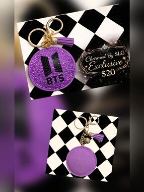 Handmade BTS Purple Rhinestone Bag Charm Keychain 💜  | SLG Exclusive